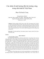 Các nhân tố ảnh hưởng đến thị trường vàng trong nền kinh tế việt nam