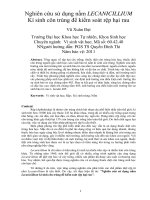 Nghiên cứu sử dụng nấm LECANICILLIUM kí sinh côn trùng để kiểm soát rệp hại rau