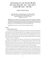 Ảnh hưởng của việc thu hồi đất đến đời sống nông dân qua “thực tiễn ở huyện mê linh – hà nội
