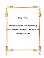 Tài liệu LUẬN VĂN: Kế toán nghiệp vụ kinh doanh nhập khẩu hàng hoá ở công ty TNHH đầu tư thiết bị Nam Anh pptx