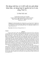 Đa dạng sinh học cá và đề xuất các giải pháp khai thác, sử dụng hợp lý nguồn lợi cá ở cửa sông văn úc