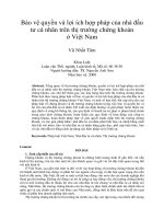 Bảo vệ quyền và lợi ích hợp pháp của nhà đầu tư cá nhân trên thị trường chứng khoán ở việt nam
