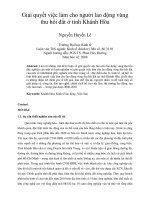 Giải quyết việc làm cho người lao động vùng thu hồi đất ở tỉnh khánh hòa