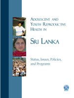 Tài liệu ADOLESCENT AND EPRODUCTIVE YOUTH REPRODUCTIVE EALTH HEALTH INSRI LANKA doc