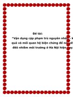 Tài liệu Đề tài: “Vận dụng cặp phạm trù nguyên nhân – kết quả và mối quan hệ biện chứng để nói vềvấn đềô nhiễm môi trường ở Hà Nội hiện nay.” pot