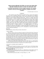 Tài liệu Đánh giá đặc điểm một số giống lúa chịu hạn trong điều kiện môi trường đủ nước và canh tác nhờ nước trời potx