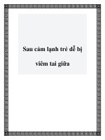 Tài liệu Sau cảm lạnh trẻ dễ bị viêm tai giữa pdf