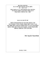 PHÂN TÍCH ĐÁNH GIÁ NGUYÊN NHÂN LÀM XUẤT KHẨU TĂNG CHẬM, NHẬP SIÊU TĂNG CAO SAU KHI VIỆT NAM GIA NHẬP WTO VÀ CÁC GIẢI PHÁP KHẮC PHỤC ĐỂ TĂNG XUẤT KHẨU, GIẢM NHẬP SIÊU TRONG THỜI KỲ TỚI NĂM 2020