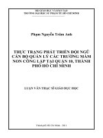 thực trạng phát triển đội ngũ cán bộ quản lý các trường mầm non công lập tại quận 10, thành phố hồ chí minh