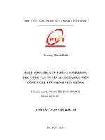 Hoạt động truyền thông marketing cho công tác tuyển sinh của học viện công nghệ bưu chính viễn thông