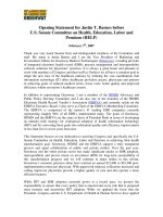 Tài liệu Opening Statement for Justin T. Barnes before U.S. Senate Committee on Health, Education, Labor and Pensions (HELP) pptx