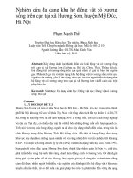 Nghiên cứu đa dạng khu hệ động vật có xương sống trên cạn tại xã hương sơn, huyện mỹ đức, hà nội