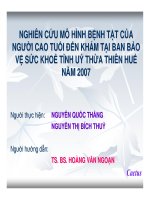 Khảo sát mô hình bệnh tật ở phụ nữ cao tuổi đến khám tại ban bảo vệ sức khỏe Thừa Thiên Huế - 2007