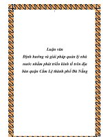 Định hướng và giải pháp quản lý nhà nước nhằm phát triển kinh tế trên địa bàn quận Cẩm Lệ thành phố Đà Nẵng