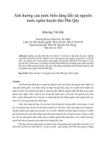 Ảnh hưởng của nước biển dâng đến tài nguyên nước ngầm huyện đảo phú qúy