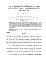 Lượng hóa một số giá trị kinh tế của vườn quốc gia cúc phương góp phần bảo tồn đa dạng sinh học
