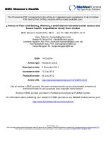 Tài liệu Voices of Fear and Safety¿ Women¿s ambivalence towards breast cancer and breast health: a qualitative study from Jordan pdf