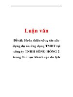 Tài liệu Đề tài: Hoàn thiện công tác xây dựng dự án ứng dụng TMĐT tại công ty TNHH SÔNG HỒNG 2 trong lĩnh vực khách sạn du lịch doc