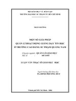một số giải pháp quản lí hoạt động giảng dạy tin học ở trường cao đẳng sư phạm quảng nam