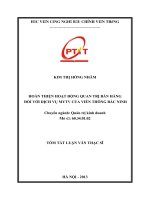 Hoàn thiện hoạt động quản trị bán hàng đối với dịch vụ MYTV của viễn thông bắc ninh