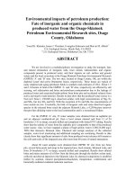 Tài liệu Environmental impacts of petroleum production: Fate of inorganic and organic chemicals in produced water from the Osage-Skiatook Petroleum Environmental Research sites, Osage County, Oklahoma doc