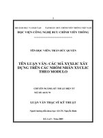 Các mã xyclic xây dựng trên các nhóm nhân xyclic theo MUDULO