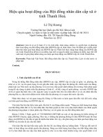 Hiệu qủa hoạt động của hội đồng nhân dân cấp xã ở tỉnh thanh hoá