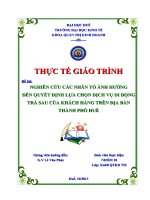 nghiên cứu các nhân tố ảnh hưởng đến quyết định lựa chọn dịch vụ di động trả sau của khách hàng trên địa bàn thành phố huế