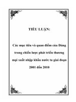 Tài liệu TIỂU LUẬN: Các mục tiêu và quan điểm của Đảng trong chiến lược phát triển thương mại xuất nhập khẩu nước ta giai đoạn 2001 đến 2010 ppt