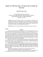 Quản lý chất thải rắn y tế nguy hại tư nhân tại hà nội