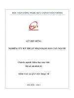 Nghiên cứu kỹ thuật nhận dạng bàn tay người