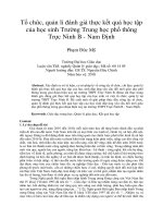 Tổ chức, quản lí đánh giá thực kết quả học tập của học sinh trường trung học phổ thông trực ninh b   nam định