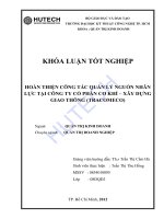 Tài liệu Luận văn:Hoàn thiện công tác quản lý nguồn nhân lực tại công ty cổ phần cơ khí - xây dựng giao thông (Tracomeco) pptx