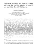 Nghiên cứu hiện trạng môi trường và đề xuất giải pháp nâng cao hiệu quả công tác quản lý mỏ than khánh hòa, tỉnh thái nguyên