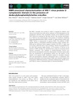 Tài liệu Báo cáo khoa học: NMR structural characterization of HIV-1 virus protein U cytoplasmic domain in the presence of dodecylphosphatidylcholine micelles doc