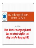 phân tích môi trường sản phẩm cá basa của công ty cổ phần xuất nhập khẩu an giang (agifish)