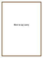 Tài liệu How to say sorry potx