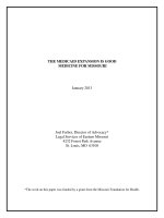 Tài liệu THE MEDICAID EXPANSION IS GOOD MEDICINE FOR MISSOURI pptx