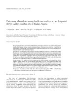 Tài liệu Pulmonary tuberculosis among health care workers at two designated DOTS Centers in urban city of Ibadan, Nigeria docx