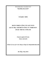 HOÀN THIỆN CÔNG TÁC KẾ TOÁN QUẢN TRỊ CHI PHÍ Ở CÔNG TY TNHH MTV DƯỢC TRUNG ƯƠNG III