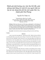 Đánh giá ảnh hưởng của việc thu hồi đất, giải phóng mặt bằng tới sinh kế của người dân tại dự án xây dựng khu đô thị mới quận hải an, thành phố hải phòng
