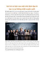 Tài liệu Vai trò cơ bản của một nhà lãnh đạo là tạo ra sự thống nhất xuyên suốt ppt