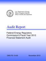 Tài liệu Audit Report - Federal Energy Regulatory Commission''''s Fiscal Year 2012 Financial Statement Audit pptx