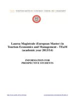 Tài liệu Laurea Magistrale (European Master) in Tourism Economics and Management - TEaM (academic year 2013/14) docx