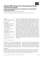 Tài liệu Báo cáo khoa học: Solution NMR structure of an immunodominant epitope of myelin basic protein Conformational dependence on environment of an intrinsically unstructured protein doc