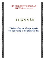 Tài liệu LUẬN VĂN: Tổ chức công tác kế toán nguyên vật liệu ở công ty Cổ phầnMay Hai pptx