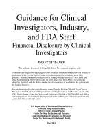Tài liệu Guidance for Clinical Investigators, Industry, and FDA Staff Financial Disclosure by Clinical Investigators ppt