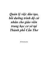 quản lý việc đào tạo, bồi dưỡng trình độ cử nhân cho giáo viên trung học cơ sở tại thành phố cần thơ