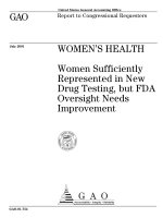 Tài liệu Women Sufficiently Represented in New Drug Testing, but FDA Oversight Needs Improvement doc