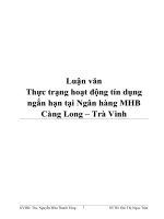 Luận văn Thực trạng hoạt động tín dụng ngắn hạn tại Ngân hàng MHB Càng Long – Trà Vinh